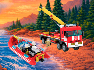 Конструкторы Brick Labs Бриксити AB-1315 Пожарный грузовик и лодка: Отряд Факел, фото 1