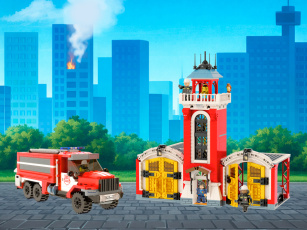 Конструкторы Brick Labs Бриксити AB-1317 Пожарная часть с каланчой Огневая стража, фото 1