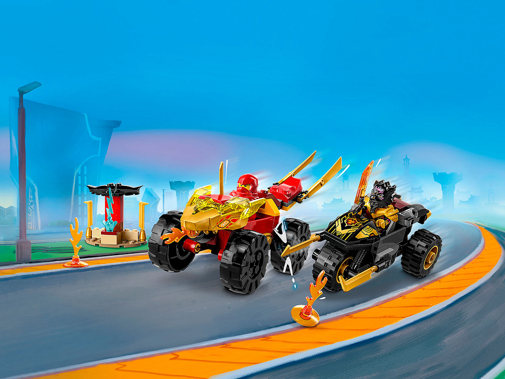 

Конструктор LEGO, Кай и Рас: Битва на машине и мотоцикле