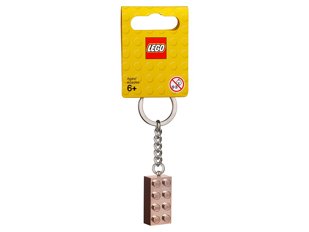 

Брелок LEGO, Брелок Кубик из розового золота 2х4