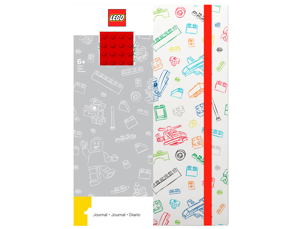 

Книга для записей LEGO, Книга для записей с резинкой и пластиной, красно-белая (96 листов)