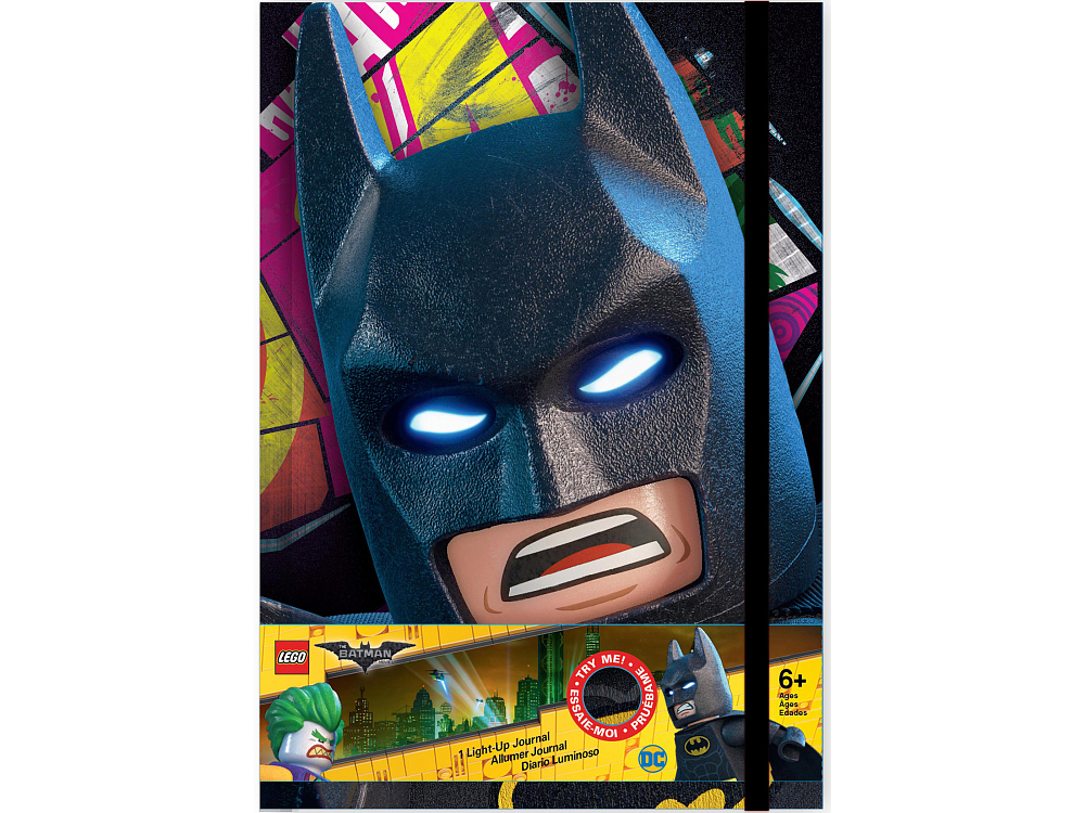 

Книга для записей с резинкой LEGO, Книга для записей с резинкой Batman Movie «Бэтмен» с подсветкой, 80 листов в линейку
